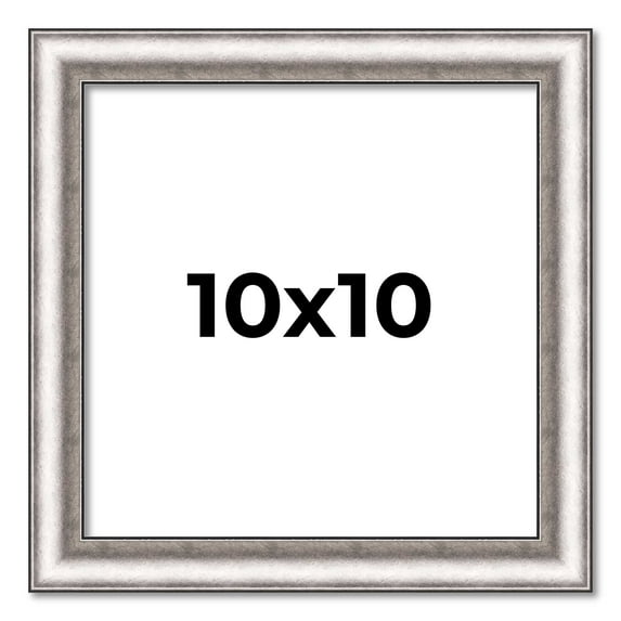 10x10 Frame Silver Real Wood Picture Frame Width 1.25 Inches | Interior Frame Depth 0.5 Inches |