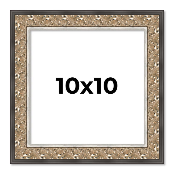 10x10 Frame Silver Real Wood Picture Frame Width 1.75 Inches | Interior Frame Depth 0.5 Inches |