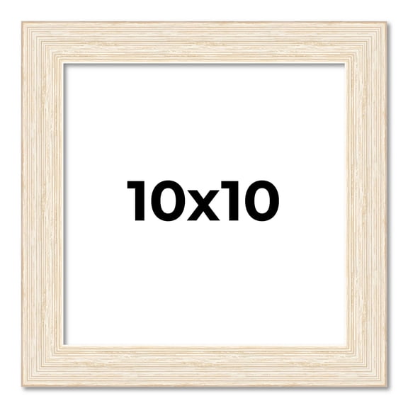 10x10 Frame White Barnwood Picture Frame - Modern Photo Frame Includes UV Acrylic Shatter Guard