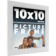 10x10 Frame White Solid Wood Picture Frame Includes UV Acrylic Shatter Guard Front, Acid Free Foam