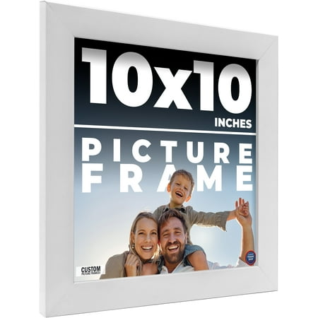 10x10 Frame White Solid Wood Picture Frame Includes UV Acrylic Shatter Guard Front, Acid Free Foam