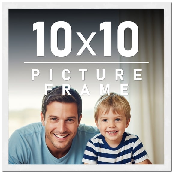 10x10 Frame White Solid Wood Picture Frame Includes UV Acrylic Shatter Guard Front, Acid Free Foam
