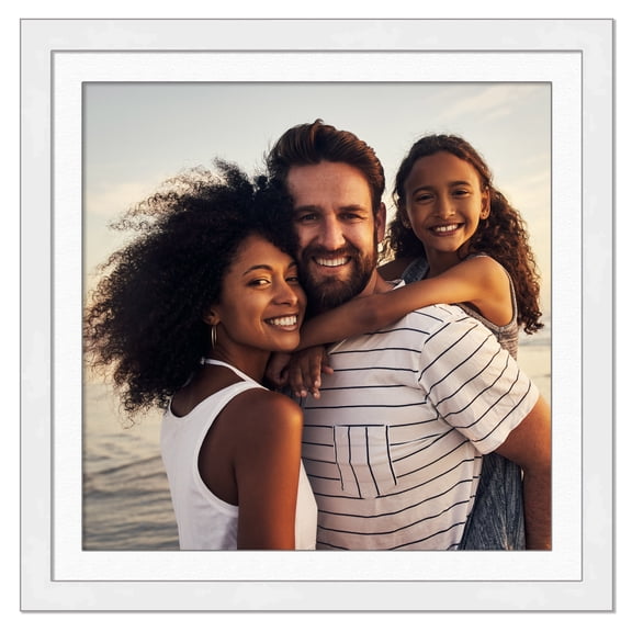 10x10 Frame with Mat - White 13x13 Frame Wood Made to Display Print or Poster Measuring 10 x 10 Inches with White Photo Mat
