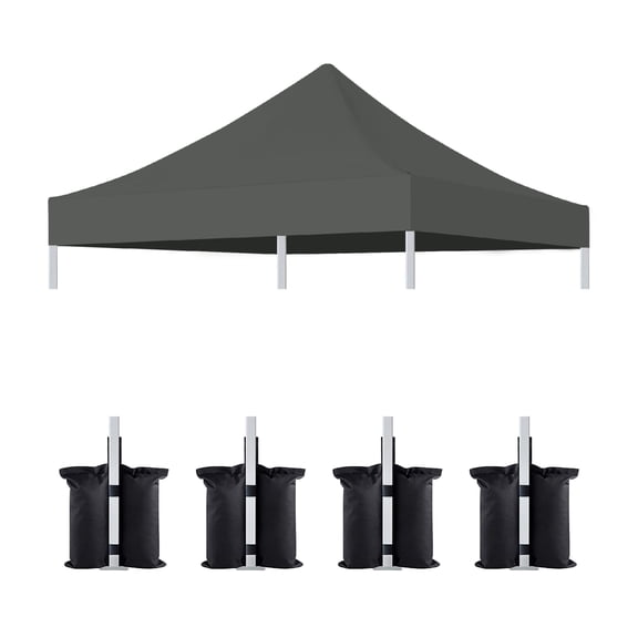10x10 Ft Canopy Replacement Top with 4 Pack Weight Bags UPF 50+ Waterproof 600D Oxford Fabric Replacement Cover Only (Frame Not Included) Gray