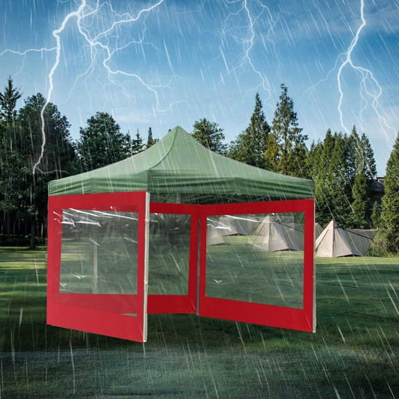 10x10 Ft Canopy Sidewalls,211D Oxford Fabric Tent Panels with Clear Windows,UV-Resistant,Water-Repellent,for Outdoor Gazebos & Pop-Up Tents(Red)