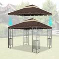 thumbnail image 1 of 10x10 Ft Gazebo Replacement Canopy with Double-Tiered Design, GreatWall Border, UV-Resistant, Waterproof, Fade-Proof, Drain Holes and Insect Barrier for Outdoor Patio (Frame Not Included), Brown, 1 of 9