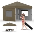thumbnail image 1 of 10x10 Ft Pop Up Canopy Tent, Outdoor Instant Canopy with 3 Removable Sidewalls, Heavy Duty Commercial Instant Shelter, Waterproof & UV Resistant, for Outdoor Events, Camping, Backyard (Brown), 1 of 7