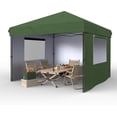 thumbnail image 1 of 10x10 Ft Pop Up Canopy Tent Outdoor Canopy One-Person Set Up Heavy Duty Commercial Instant Tent Shelter, 3-Sidewall+Green, 1 of 7