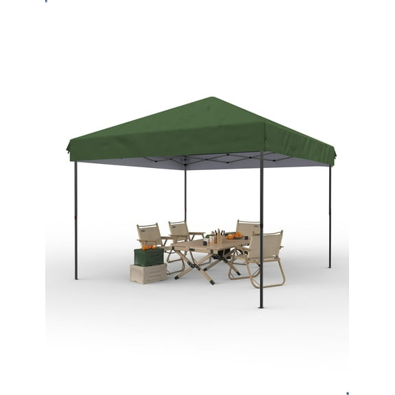 10x10 Ft Pop-Up Canopy Tent, Portable Instant Shelter with 3 Adjustable Heights, Waterproof Outdoor Sun Shade with Wheeled Bag, Party Tents for Patio, Deck, Garden, Beach, Green