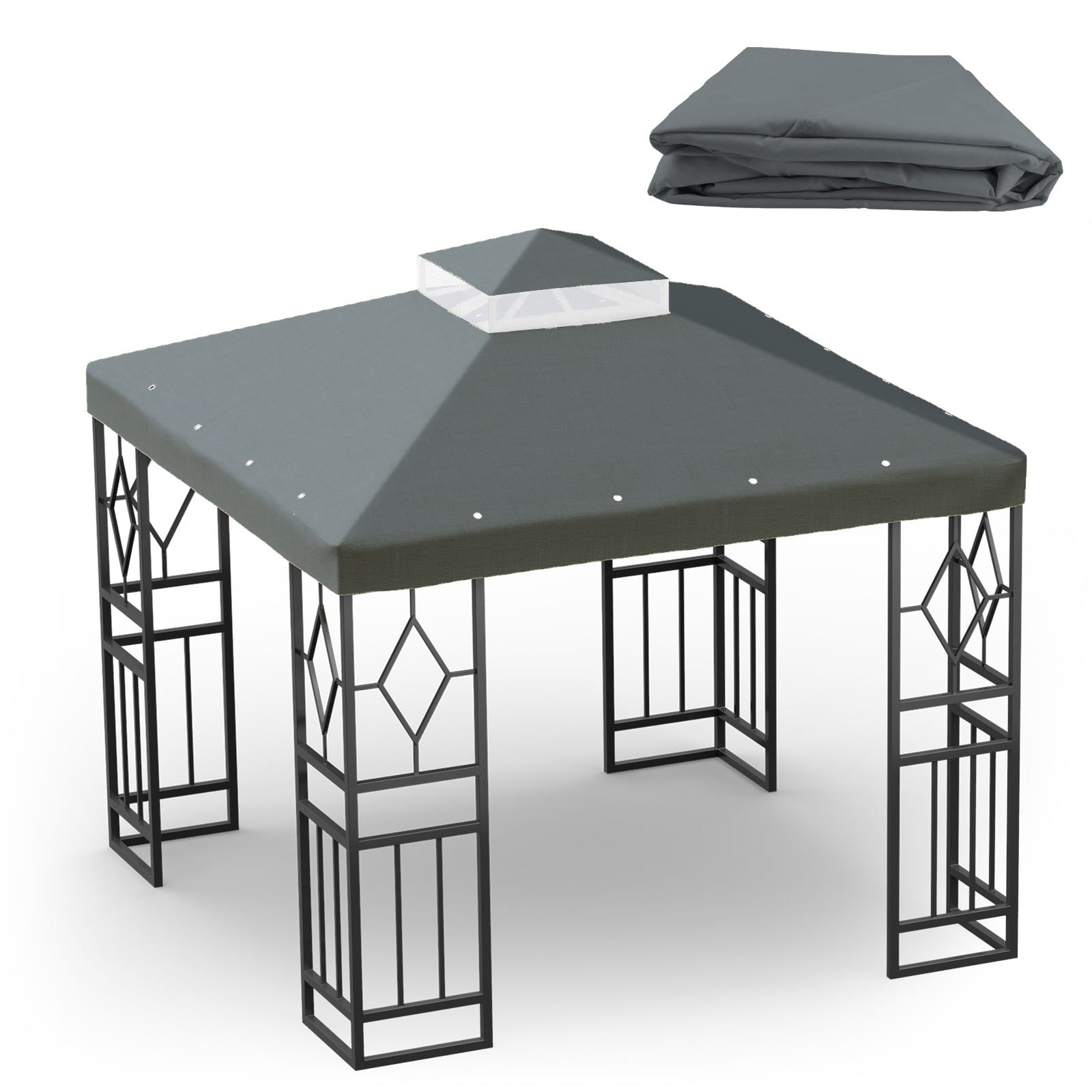 Free Shipping! 10x10 Gazebo Canopy Top Replacement, Double Tiered