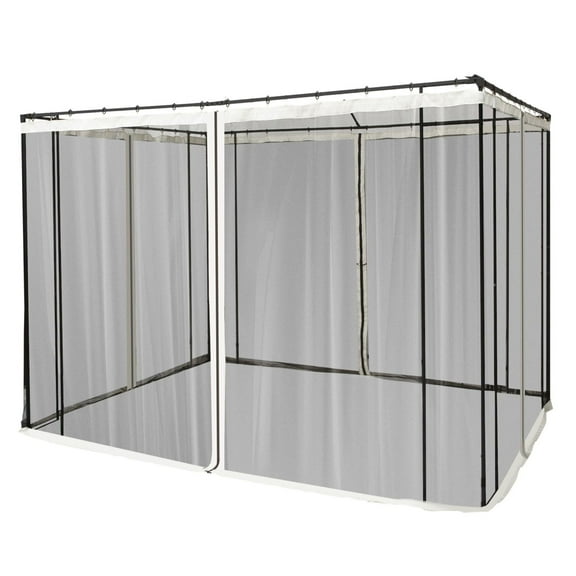 10x10 Gazebo Netting Replacement - Canopy Sidewall Mesh with Zippers - Black Polyester Outdoor Screen - Washable Patio Enclosure - 9.8x9.8 ft