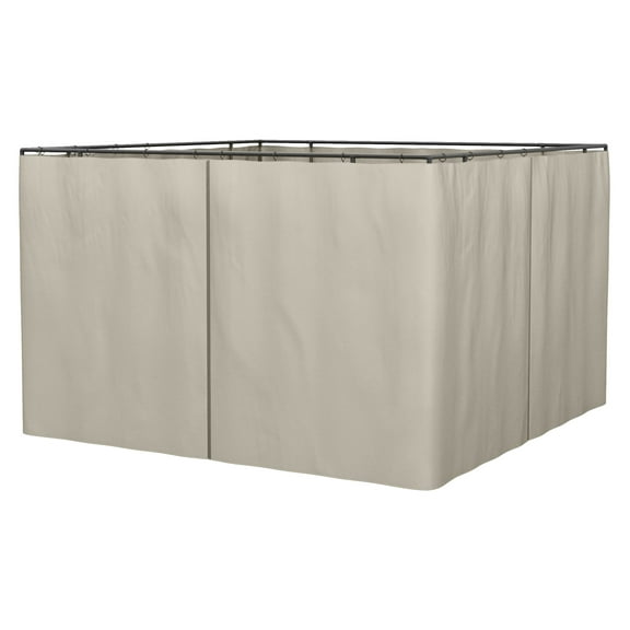 10x10 Gazebo Sidewall Set - Universal Replacement Curtains for Pergolas & Cabanas - Beige Outdoor Privacy Panels with C-Rings
