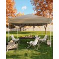 thumbnail image 1 of 10x10 Heavy Duty Pop Up Canopy- Outdoor Canopy Tent with Portable Bag - 3 Adjustable Height, 4 Weight Bags, 8 Stakes & 4 Guy Ropes Included, Khaki, 1 of 6