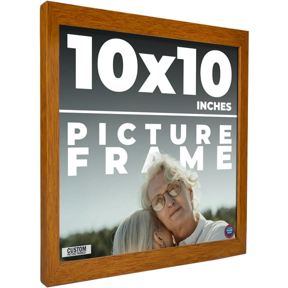 10x10 Honey Brown Real Wood Picture Frame Width 0.75 inches | Interior Frame Depth 0.5 inches |