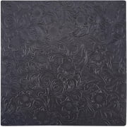 10x10 Inch Floral Embossed Cowhide Leather Sheets 1.6mm Thick Bump Texture Genuine Crazy Horse Leather Pieces Black Square Plain Geometric Pattern Printed Leather Fabric for Crafts Tooling Black