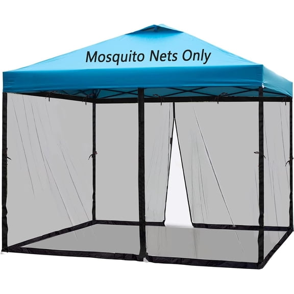 10x10 Mosquito Netting for Patio Canopy Tent/Pop Up Canopy Tent,Double Door Side Screen Easy Installation Black(Only Mosquito Net No Frame) (Embedded 10x10)