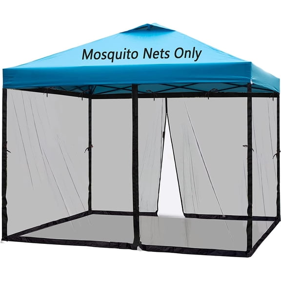 10x10 Mosquito Netting for Patio Canopy Tent/Pop Up Canopy Tent,Double Door Side Screen Easy Installation Black（Only Mosquito Net No Frame） (Embedded 10x10)