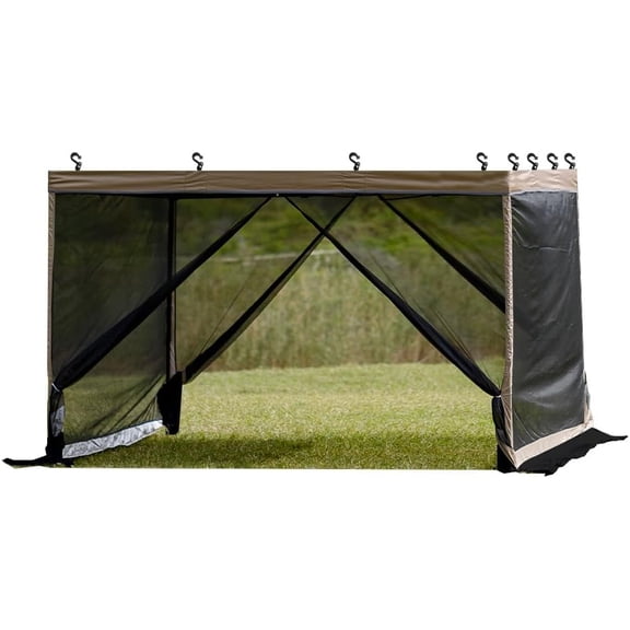 10x10 Mosquito Netting for Straight Leg Canopy, Pop up Tent Mesh Screen Side Walls, with Zipper Door and Widen Wind Deflector, only Netting Excluding Tent Frame and Top