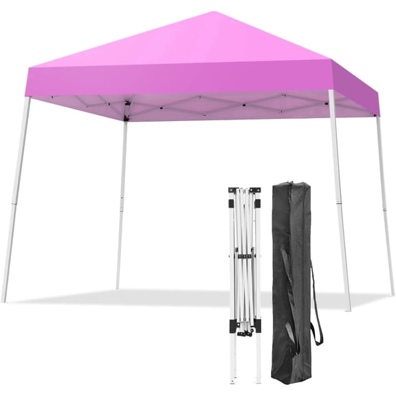 10x10 Outdoor Canopy Pop up Canopy Tent Portable Instant Shelter Slant Leg Canopy Pink