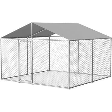 10x10 Outdoor Dog Kennel Outside Heavy Duty Dog Enclosure with Waterproof UV-Resistant Cover and Security Lock
