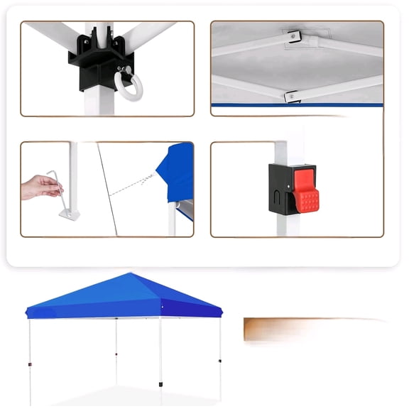 10x10 Outdoor Pop up Canopy, Instant Outdoor Canopy Tent, Straight Leg Sun Shelter with Wheeled Carry Bag, 100 Square Feet of Shade, Blue$$Garden & Patio