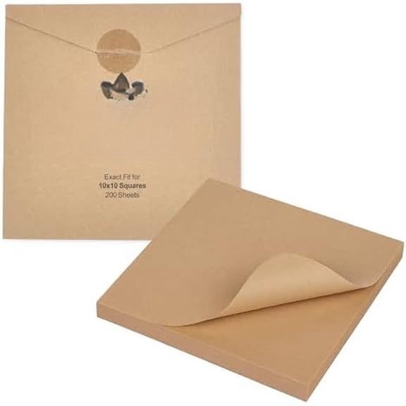10x10 Parchment Paper Squares (200 Sheets), Unbleached, High Heat, Non-stick, Pre-cut Baking Paper - Fits 10x10 Square Pans, Toaster Oven Trays, Air Fryer, Dehydrator - Baking and Roasting