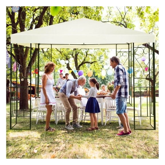 10x10 Patio Gazebo Canopy Tent, Outdoor Garden Shelter with Steel Frame, Waterproof UV Resistant, 8.5'H, Party Tent for Backyard, Lawn, Deck - Grey