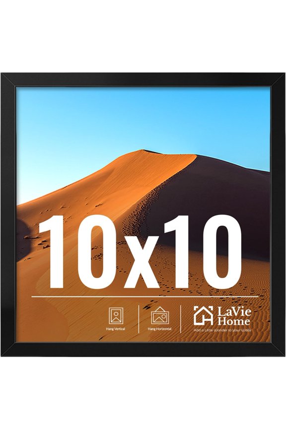 10x10 Picture Frame for Wall Display, 10x10 Black Picture Frame with HD Plexiglas, 10 x 10 Square Frame 1 Pack, Display Frame for Vertical or Horizontal, Classic Collection