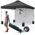 thumbnail image 1 of ONBRILL 10x10 Pop up Camping Canopy Tent w/1 Sidewall, Wheel Bag, Spiral Spike, Sun Shade, Grey, 1 of 9