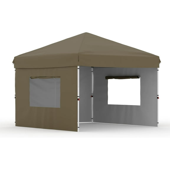10x10 Pop Up Canopy with 3 Side Walls,Beach Tent with One Push Setup,Outdoor Sun Shade for Events,Parties,Camping,Gazebo with 1 Roller Bag,3 Adjustable Height,4 Weight Bags