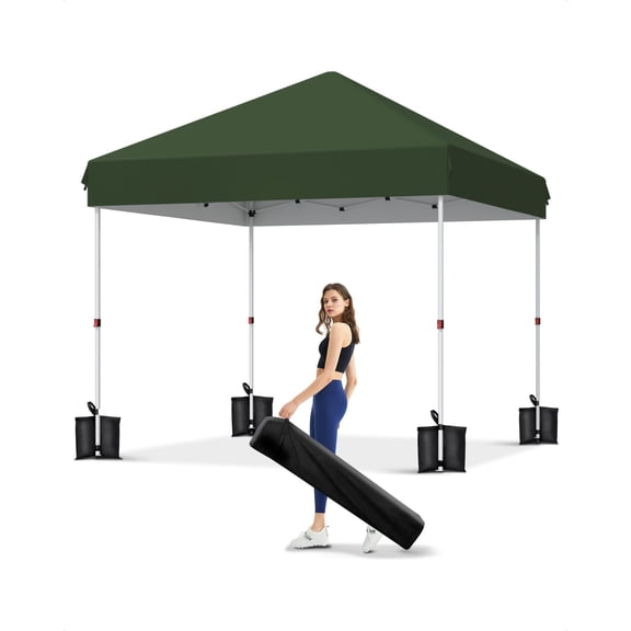 10x10 Pop Up Canopy - Beach Tent with One Push Setup - Easy Outdoor Sun Shade for Events, Parties, Camping - Gazebo with 4 Sandbags & Carrying Bag, 3 Adjustable Height