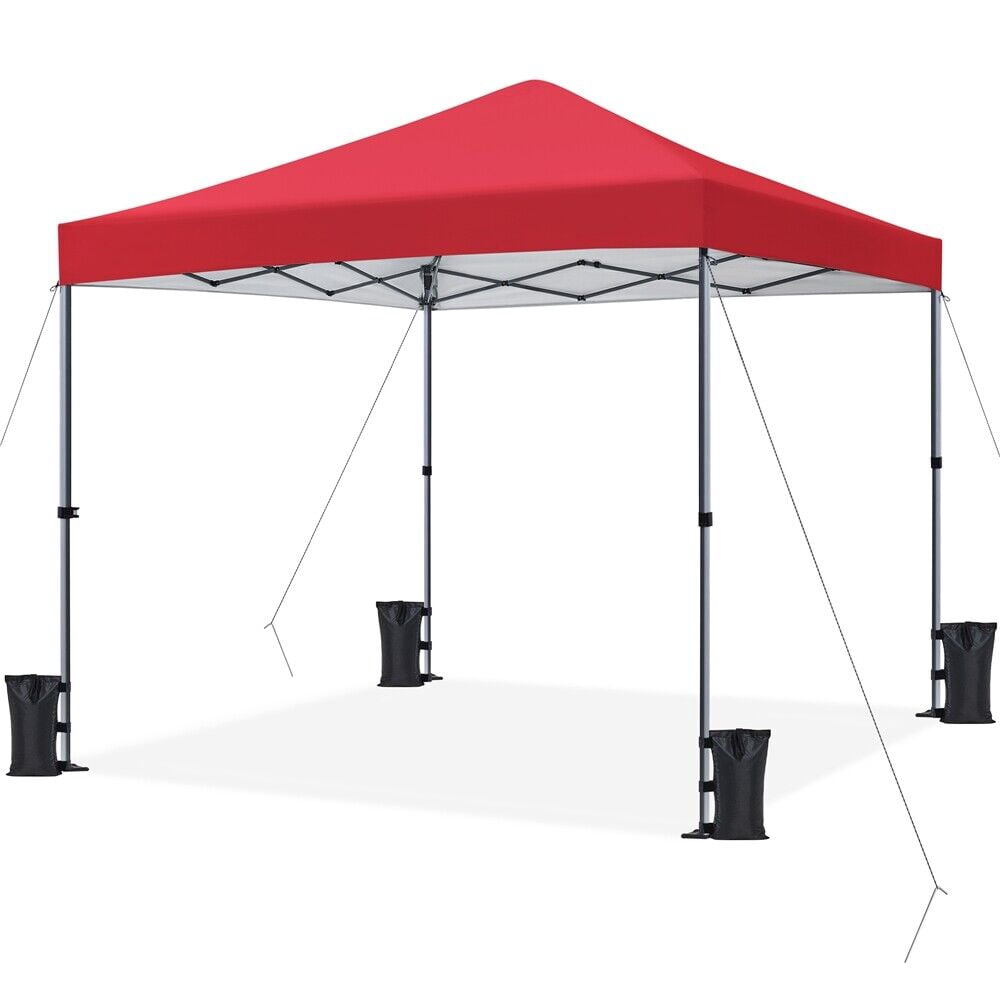 10x10 Pop Up Canopy Easy Set-up Tent, Portable Outdoor Canopy Instant Tent, Heavy Duty Commercial Gazebo with Wheeled Carry Bag & 4 Sandbags for Home, Party & Outdoor Activities