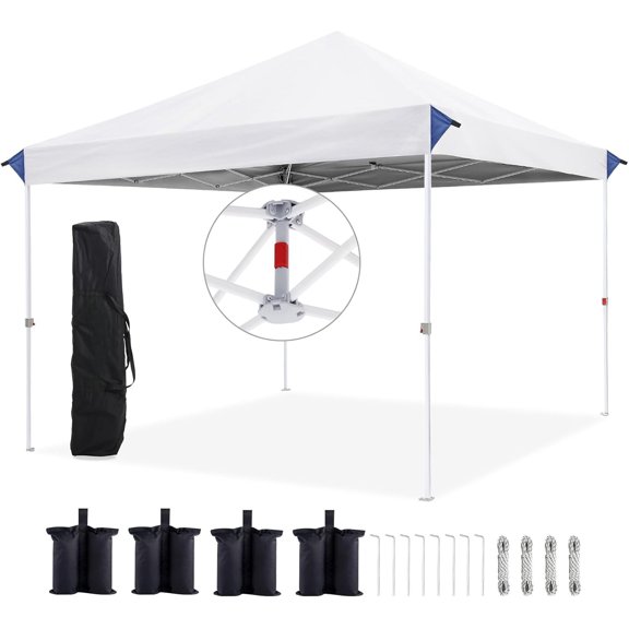 10x10 Pop Up Canopy with One Push Setup-Easy Up Canopy with 99% UV Blocking - Instant Outdoor Sun Shade for Events, Parties, Camping- Commercial Gazebo with Weight Bags,Wind Proof&Waterproof