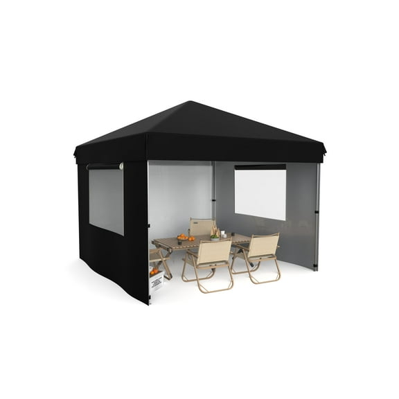 10x10 Pop Up Canopy with Removable 3 Sidewalls - Easy Up Camping Tent with One Button Push Setup - 1 Roller Bag,3 Adjustable Height,4 Weight Bags for Deck,Garden,Sports,Beach,Party