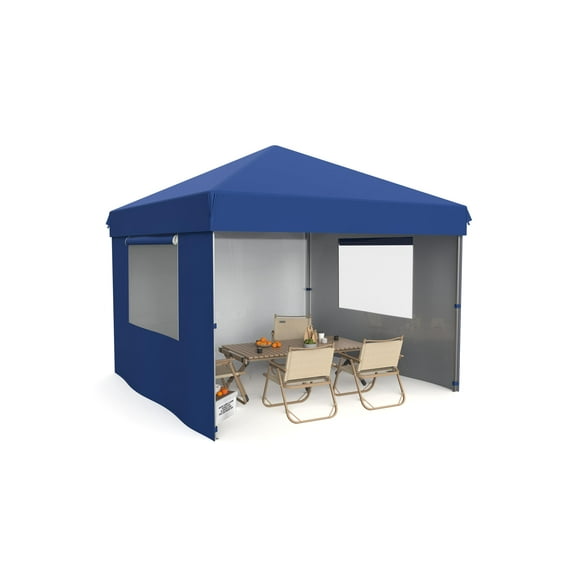 10x10 Pop Up Canopy with Removable 3 Sidewalls - Easy Up Camping Tent with One Button Push Setup - 1 Roller Bag,3 Adjustable Height,4 Weight Bags for Deck,Garden,Sports,Beach,Party