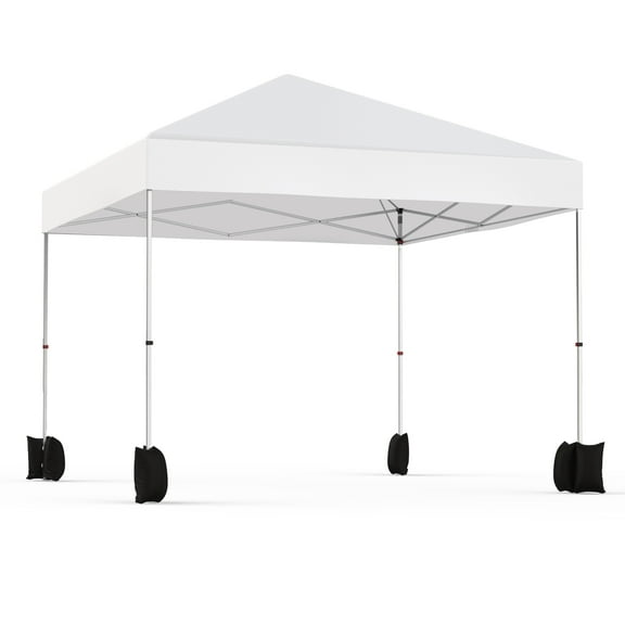 10x10 Pop Up Canopy Tent, 1-Person Setup Instant Tent Shelter, Portable Commercial Outdoor Canopies, with Bag Stakes & Sand Bags, for Beach Events Parties Camping