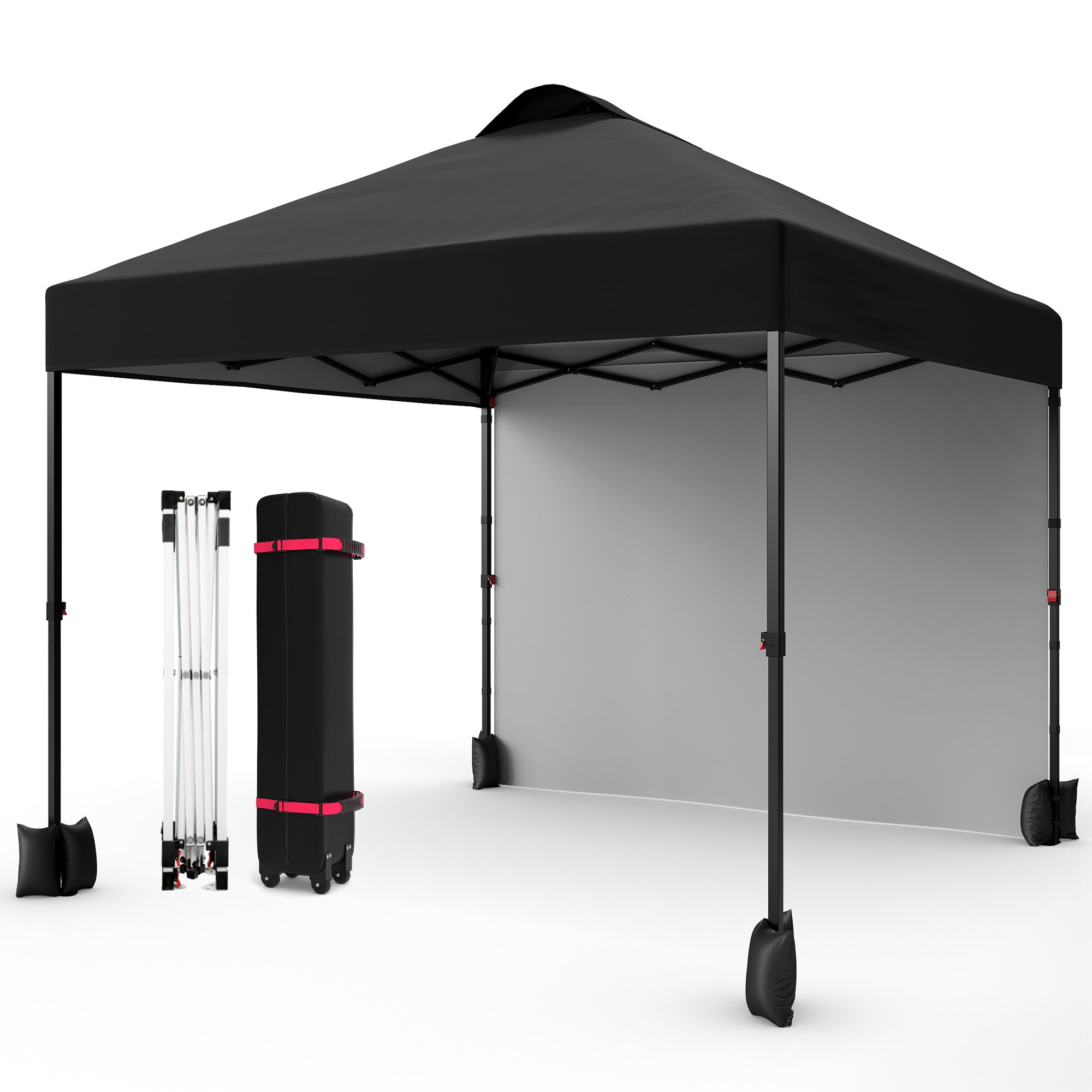 10x10 Pop Up Canopy Tent with 1 Removable Sidewall, Heavy Duty Commercial Instant Shelter with One-Person Setup, 100 Sq Ft Shade for Outdoor Events, Camping, Farmers Market