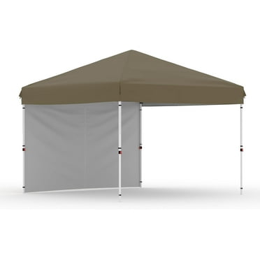 10x10 Pop Up Canopy Tent with 1 Sidewall, Heavy Duty Waterproof Outdoor Shelter, UPF 50+ UV Protection, One-Person Instant Setup with Roller Bag, Adjustable Height, Brown