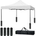 thumbnail image 1 of 10x10 Pop up Canopy Tent, Waterproof Outdoor Canopy Easy Up Canopy with Carry Bag and 4 Sand Bags, Instant Sun Shelter Canopy for Outdoor Parties, Beach, Garden, Patio, White, 1 of 7