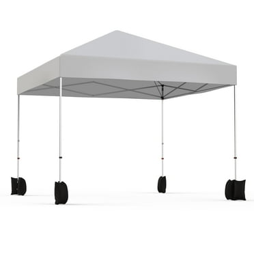 10x10 Pop Up Canopy Tent, Easy Set Up Outdoor Canopy Instant Shelter with Roller Bag and 4 Sand Bags for Patio, Party, Event, Camping (White)