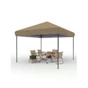10x10 Pop Up Canopy Tent Outdoor Canopy One-Person Set Up Heavy Duty Commercial Instant Tent Shelter, 0-Sidewall+Khaki
