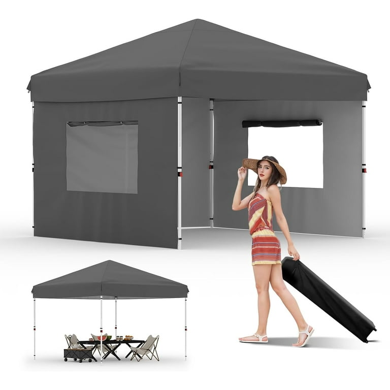 10x10 Pop Up Canopy Tent Outdoor Canopy One-Person Set Up Heavy