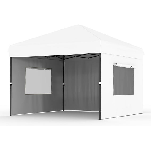 10x10 Pop Up Canopy Tent Outdoor Canopy with 3 Removable Sidewalls One-Person Set Up Heavy Duty Commercial Instant Tent Shelter