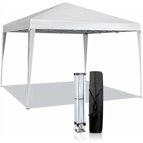 10x10 Pop Up Canopy Tent, Outdoor Tent Canopy Foldable Portable Canopies for Camping, , Parties, EZ Up Gazebo Canopy with Carry Bag (White)$$Garden &