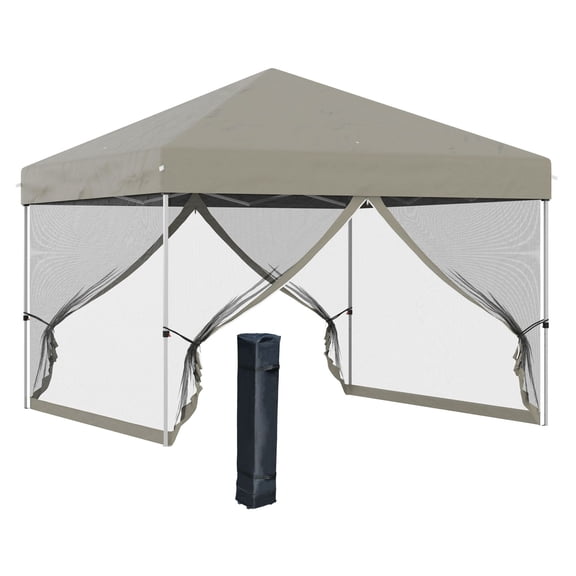 10x10 Pop Up Canopy Tent, Party Tent with Netting & Wheeled Bag, Adjustable Height, Sidewalls - Portable Gazebo for Outdoor Events & Vendors
