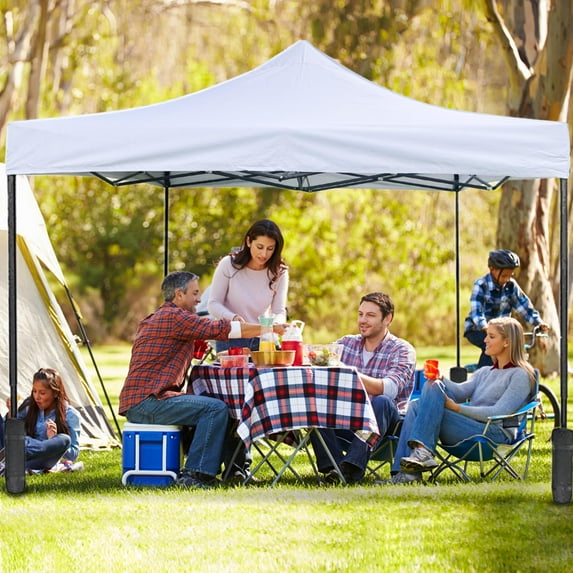 10x10 Pop Up Canopy Tent for Outside, Waterproof Canopy Tents for Beach with UV Protection Outdoor Party Tent Canopy Straight Leg Shade Canopy, White
