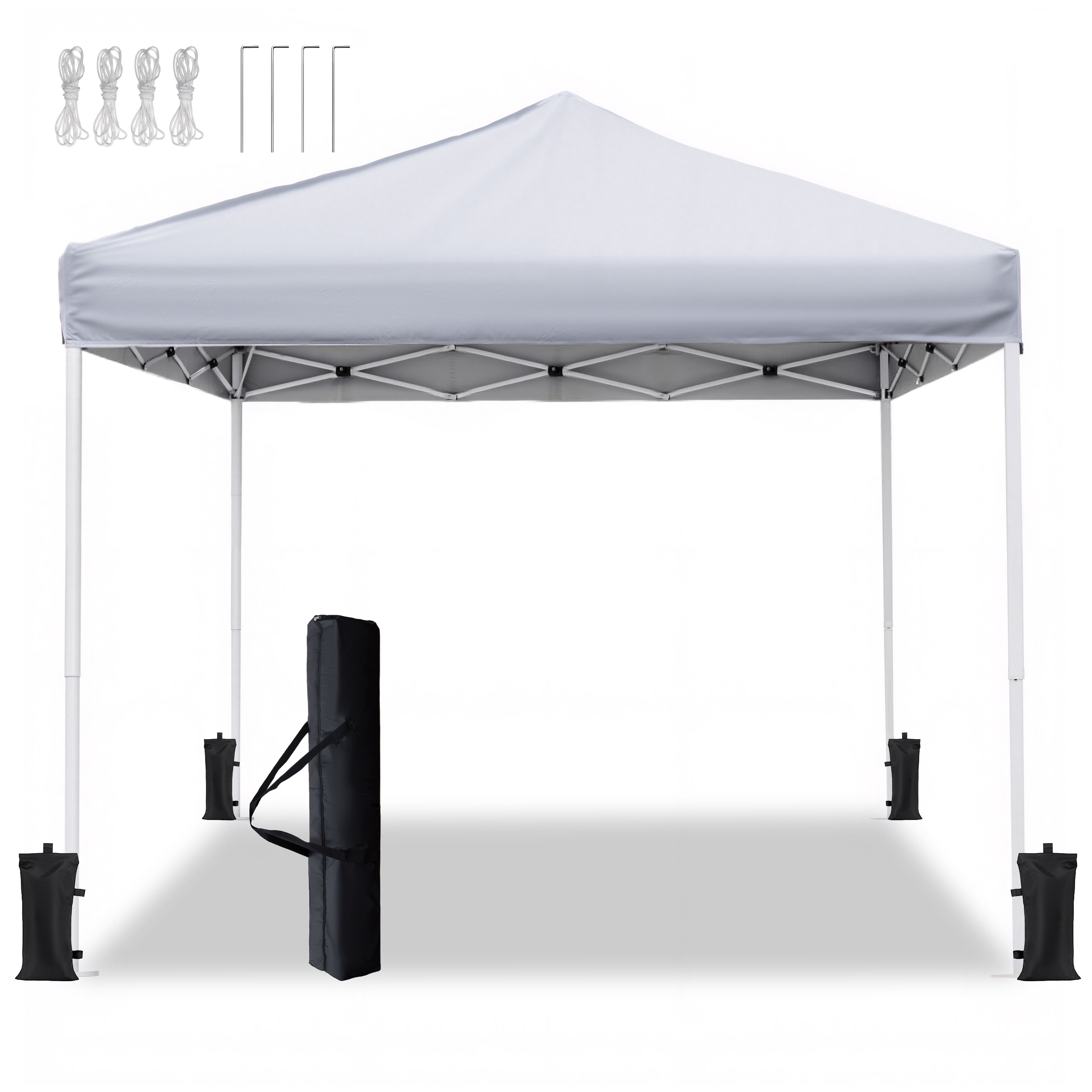 10x10 Pop Up Canopy Tent with UPF 50+ Silver-Coated Top, Water-Resistant Instant Shelter with 3 Adjustable Heights and Lightweight Steel Frame, White