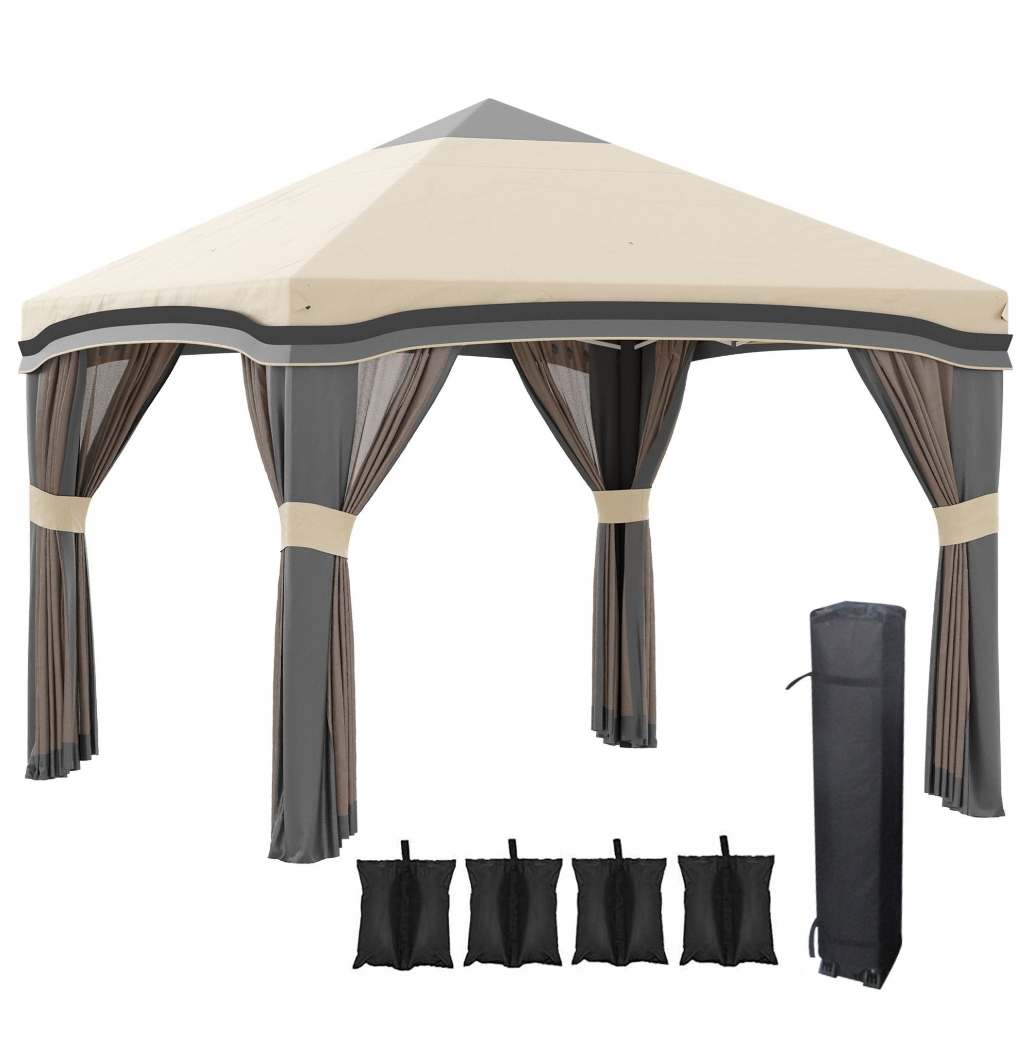 10x10 Pop Up Canopy with Netting, Foldable Gazebo, Height Adjustable