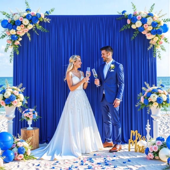 10x10 Royal Blue Backdrop Curtain for Parties Wrinkle Free Blue Photo Curtains Backdrop Drapes Fabric Decoration for Wedding Birthday Party Baby Shower 5ft x 10ft,2 Panels