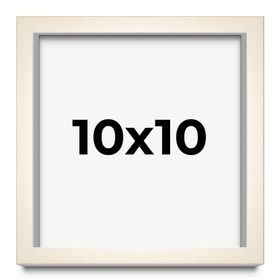 10x10 Shadow Box Cream of Wheat White Washed Display Frame | 0.875 Inches Deep Solid Wood Shadowbox